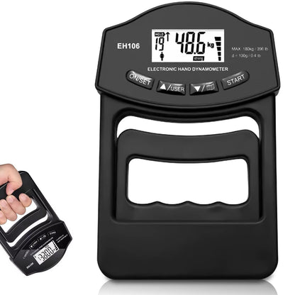 396Lbs/180Kg Digital Hand Dynamometer Grip Grip Strength Tester with LCD Screen for Forearm Training Finger Power Weightlifting